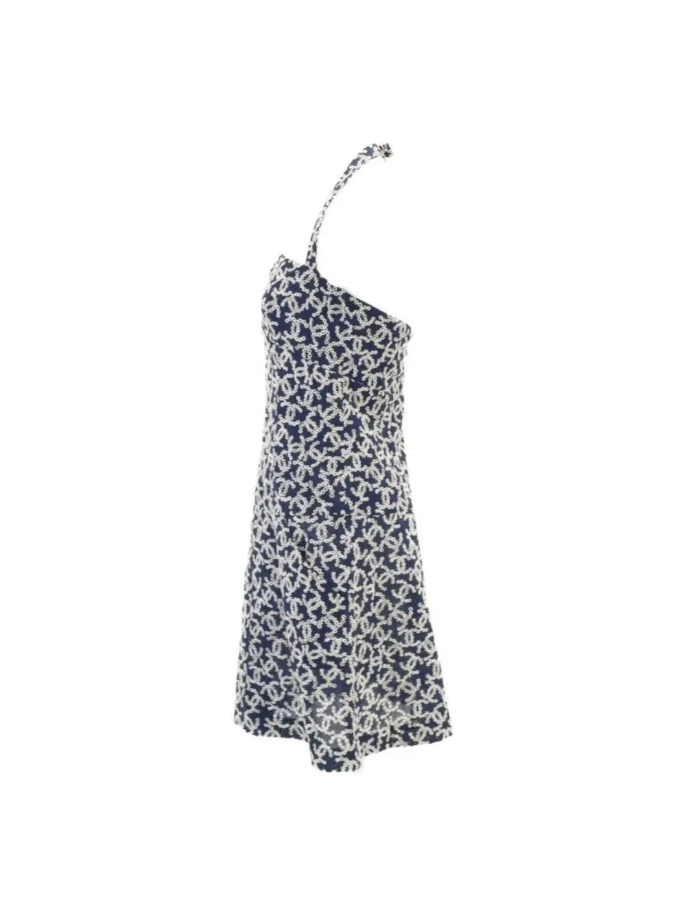 Chanel CC Logo Embroidery Halter Neck Dress 34